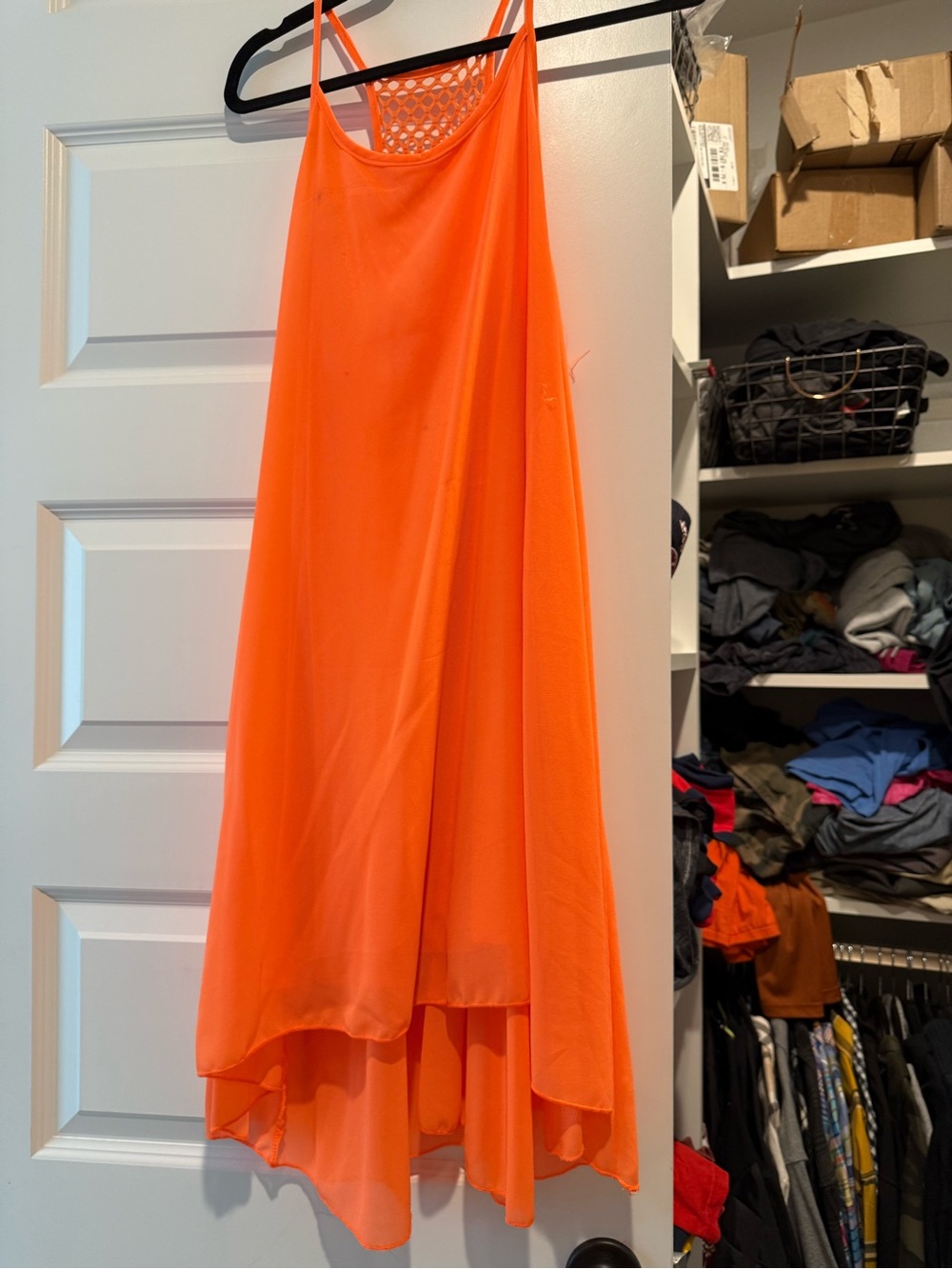 Flowy Orange High-Low Maxi Skirt